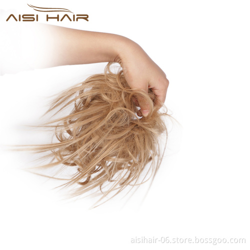 Aisi Hair Synthetic Donut Blonde Chignon Curly Bun Pad Chignon Elastic Band Ribbon Ponytail Rope Rubber Hair Extension For Women